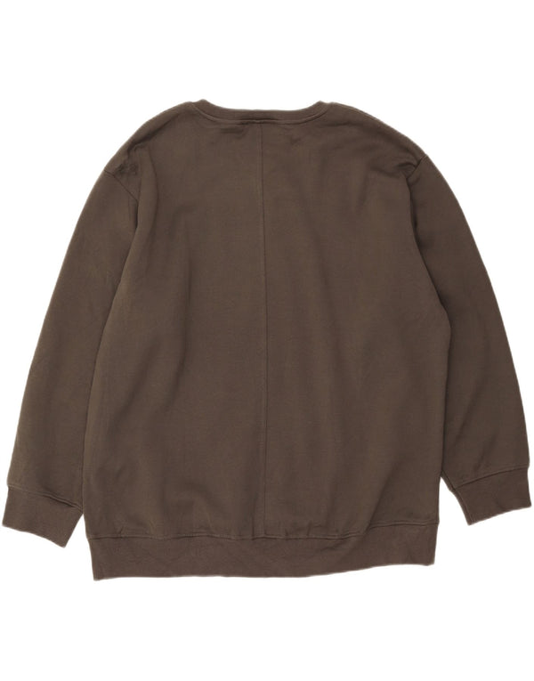 Zara Mujer Gráfico Sudadera De Gran Tamaño Jersey UK 18 XL Algodón Caqui