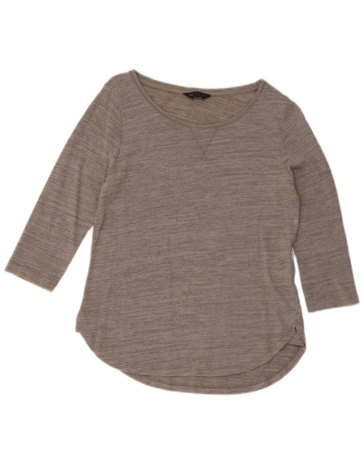 Marks & Spencer Top para mujer manga 3/4 UK 10 Viscosa moteada gris pequeña