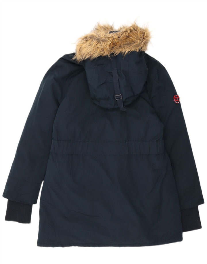 Superdry Abrigo acolchado con capucha para mujer Reino Unido 46 Grande Poliéster azul marino