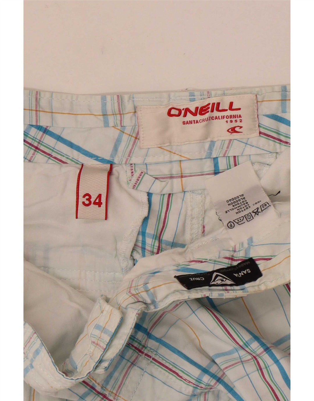 O'Neill Pantalones cortos tipo cargo para hombre W34 Algodón a cuadros azules grandes