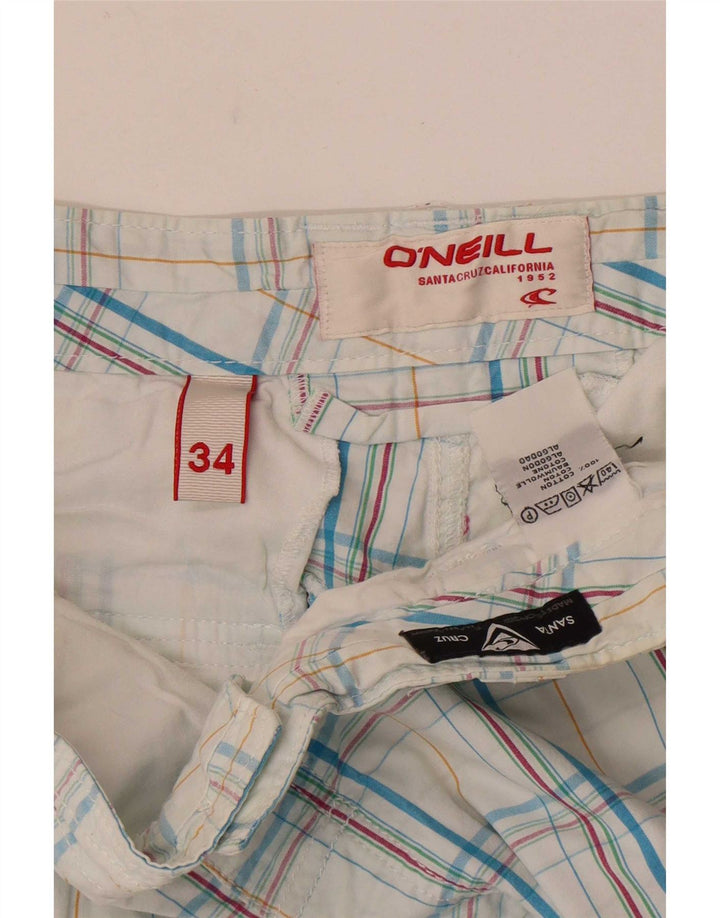 O'Neill Pantalones cortos tipo cargo para hombre W34 Algodón a cuadros azules grandes