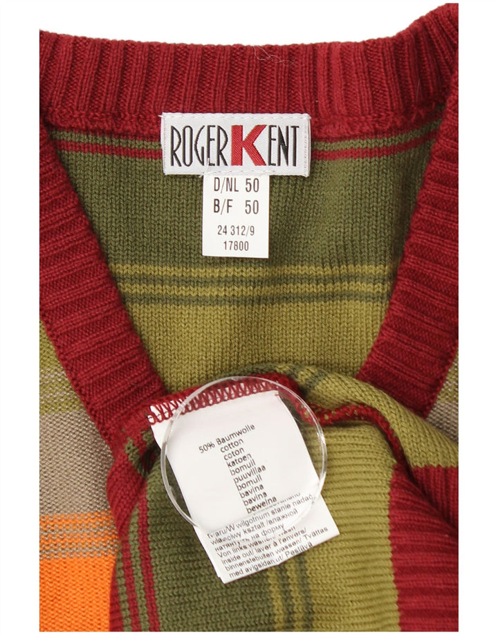 ROGER KENT Jersey con cuello en V para hombre EU 50 Mediano Rayas multicolores