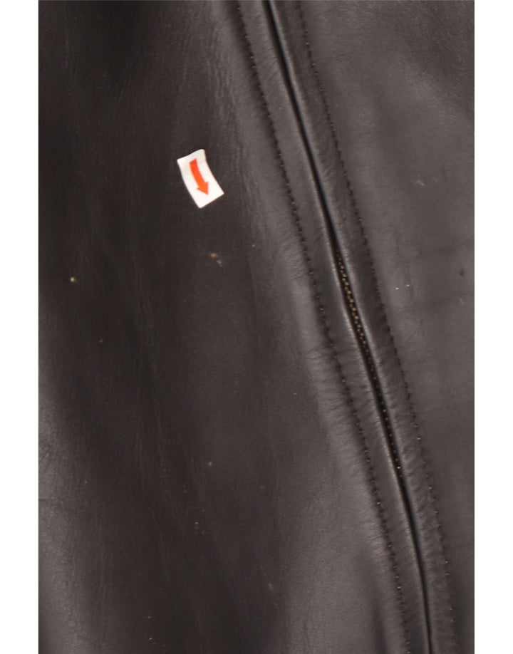 VINTAGE Chaqueta de cuero para hombre Reino Unido 42 XL Cuero colorblock negro