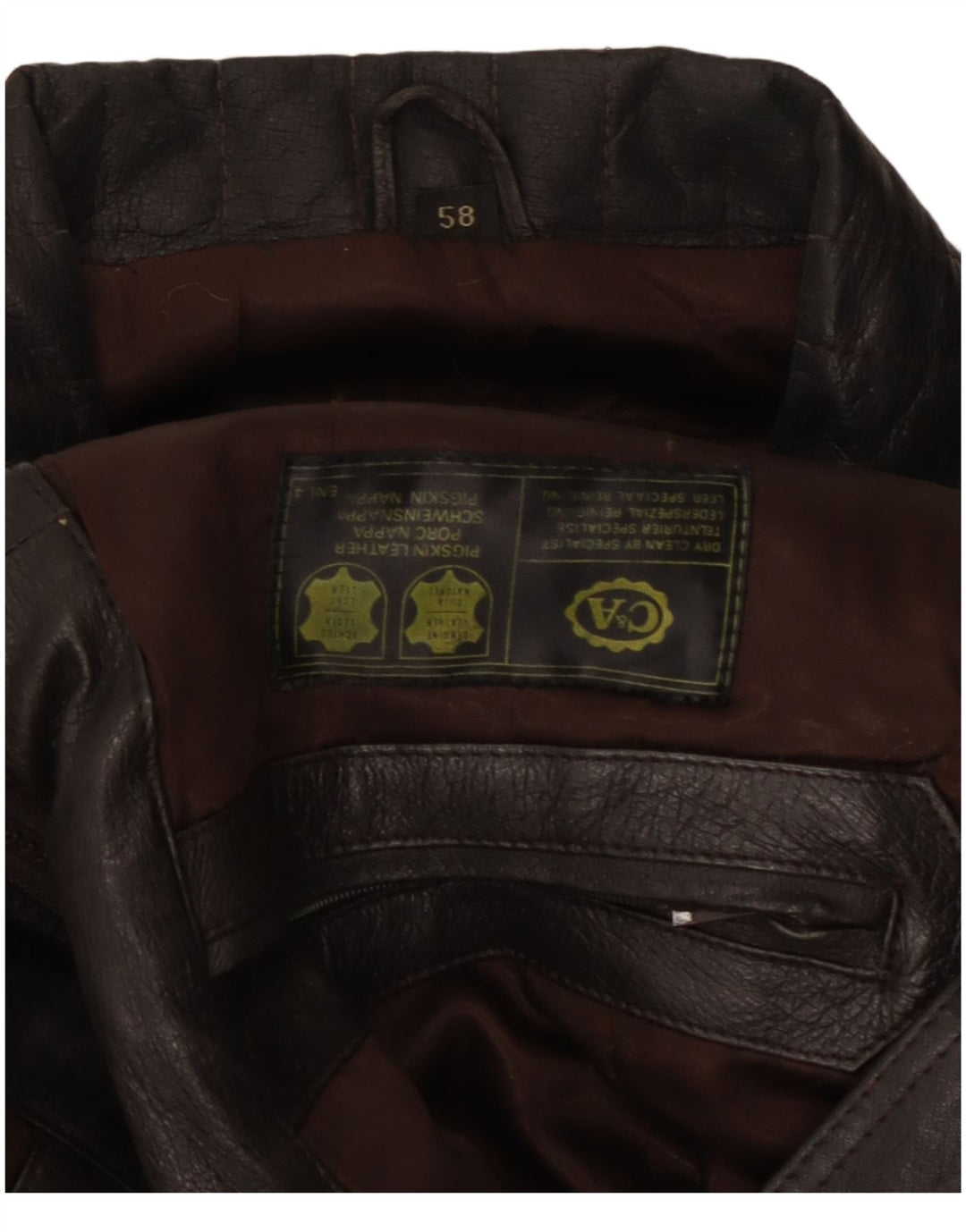 C&A Chaqueta de cuero para hombre IT 58 4XL Cuero marrón