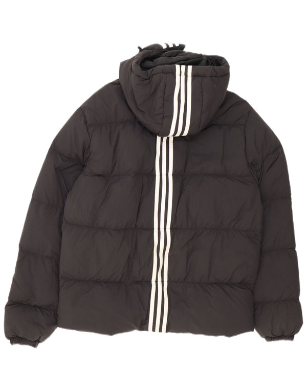 Adidas Chaqueta acolchada holgada con capucha para hombre UK 36 Small Black Colourblock
