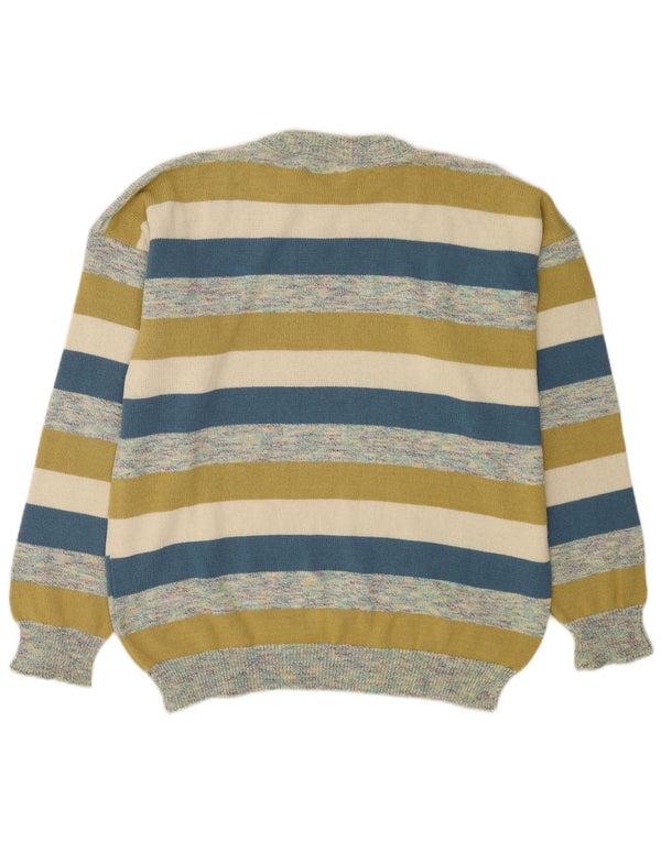 San Marco Jersey de cuello redondo para hombre, talla 2XL, algodón a rayas multicolor