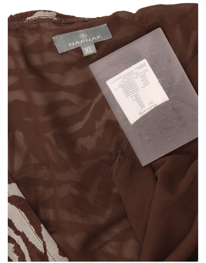 Falda Naf Naf Mujer Asimétrica XL W36 Marrón Animal Print Poliéster