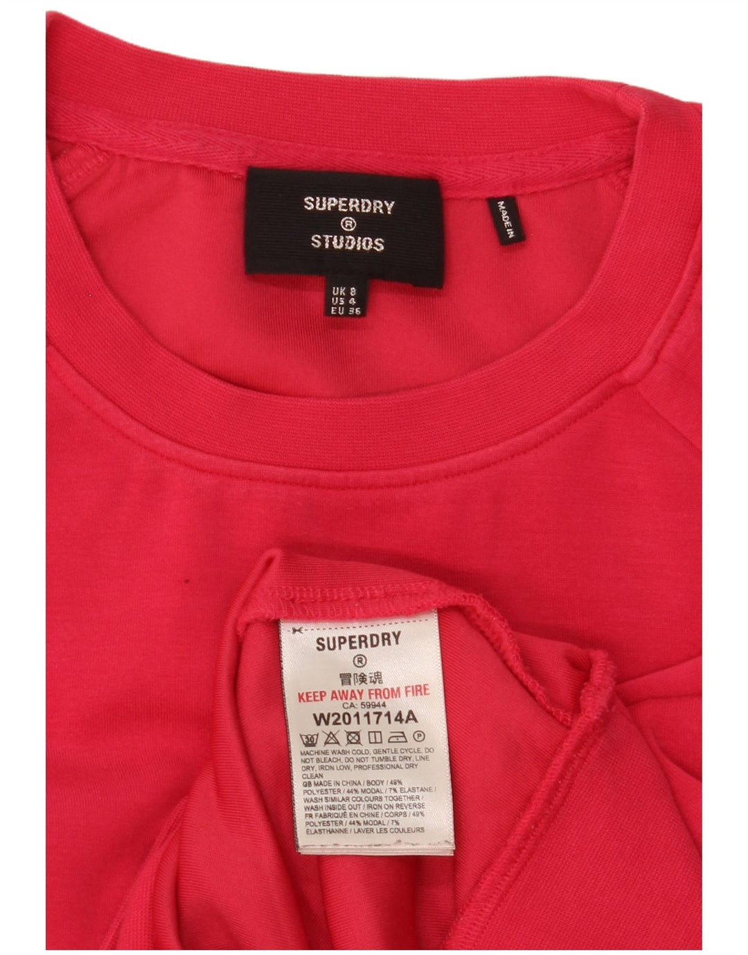 Superdry Mujer Crop Oversize Sudadera Jumper UK 8 Small Rojo Poliéster
