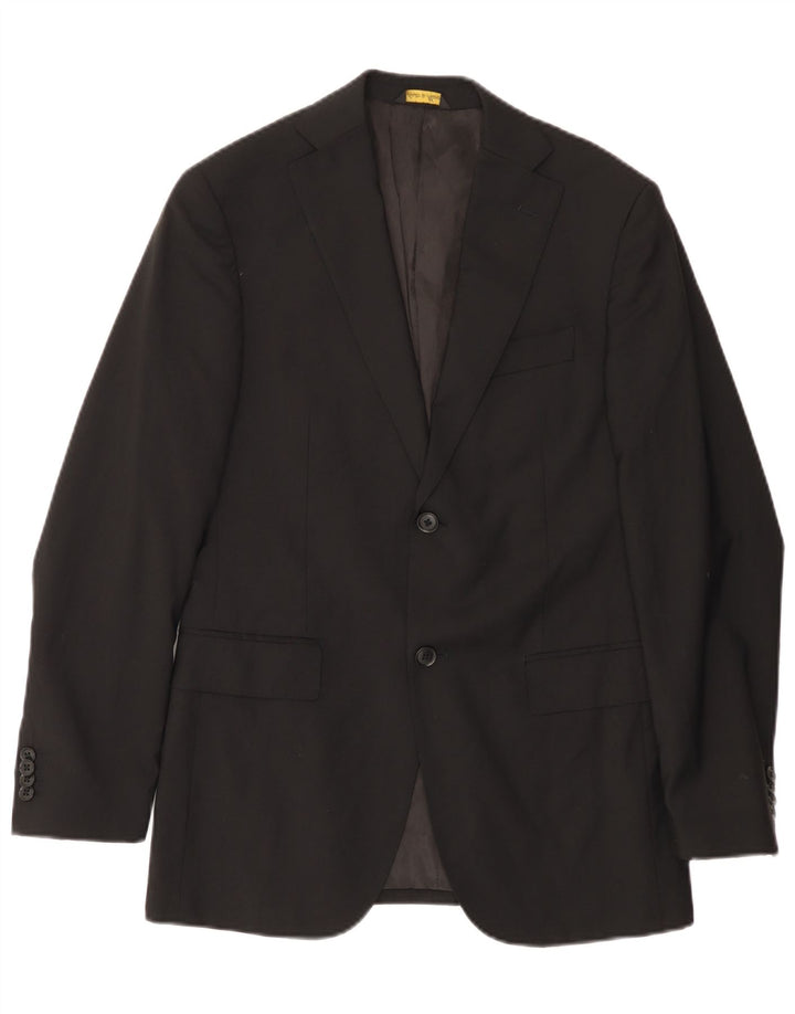 Enrico Coveri Chaqueta tipo blazer de 2 botones para hombre IT 46 Small Black Wool