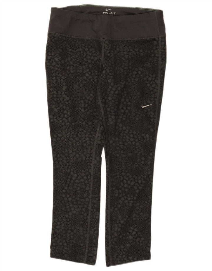 Nike Dri Fit Capri Leggings para mujer UK 8 Pequeño Negro Geométrico Poliéster