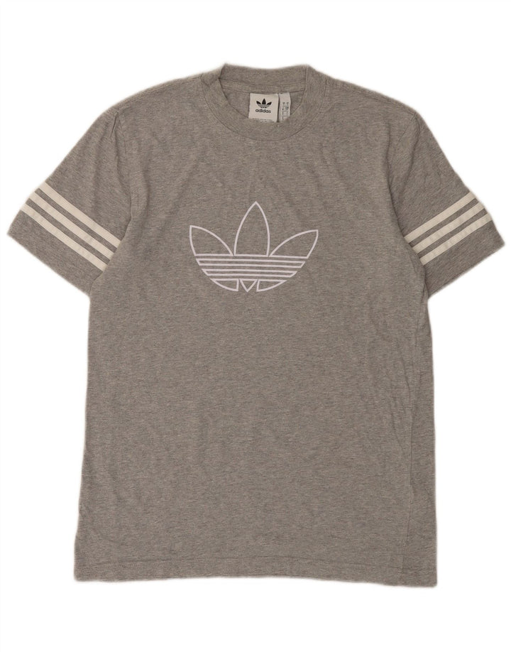 ADIDAS Camiseta gráfica para hombre Top pequeño de algodón moteado gris