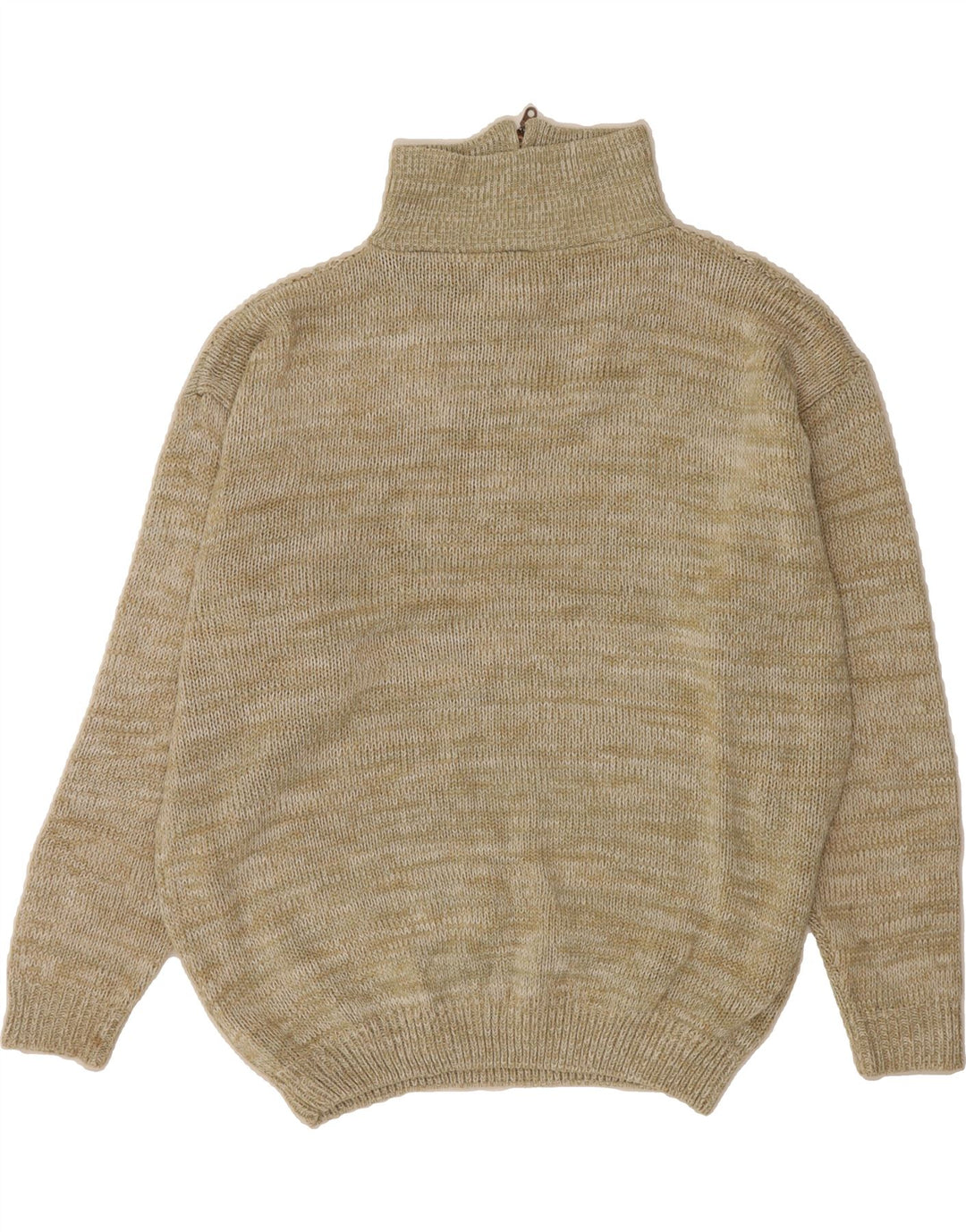 VINTAGE Suéter tipo jersey con cuello y cremallera para hombre 2XL Poliacrílico beige