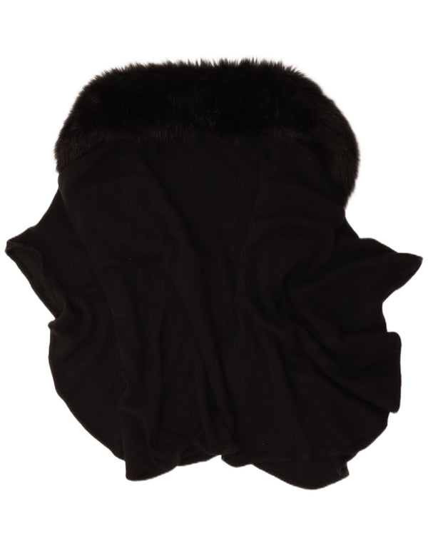 Vintage Mujer Poncho Abrigo Un Tamaño Negro