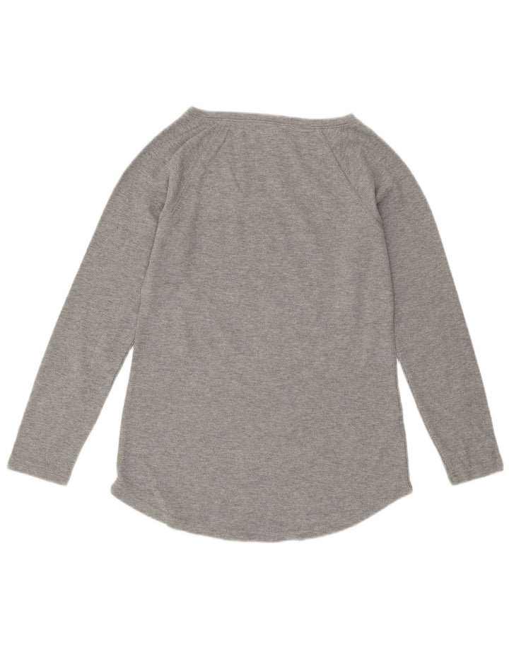 Eddie Bauer Top para mujer de manga larga UK 12 Gris medio Algodón Fair Isle