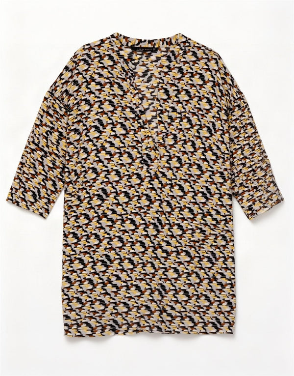 Zara Vestido recto de manga 3/4 para mujer UK 44 Medio Multicolor Geométrico