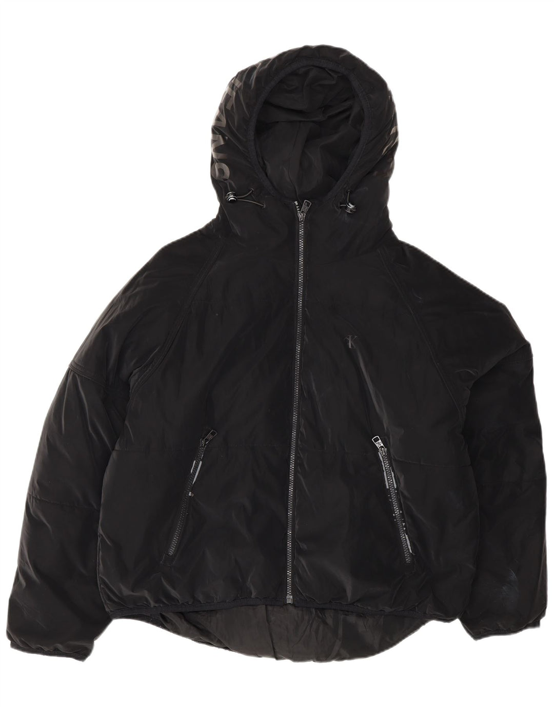 Calvin Klein Jeans Chaqueta Acolchada con Gráfico Extragrande para Mujer UK 10 Small Black