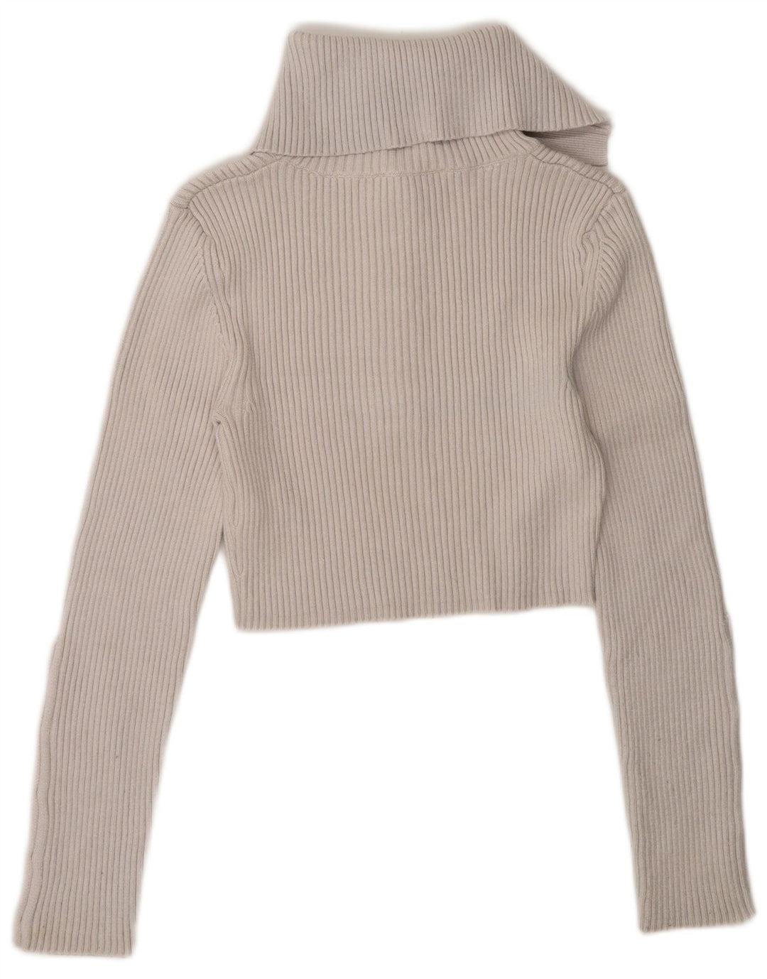 Zara Mujer Crop Top Manga Larga UK 42 Medio Viscosa Blanca