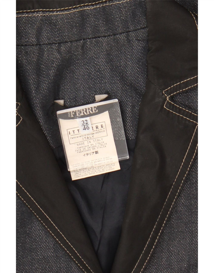 Ferre Chaqueta Blazer Vaquera De 1 Botón Para Mujer IT 46 Grande Algodón Azul Marino