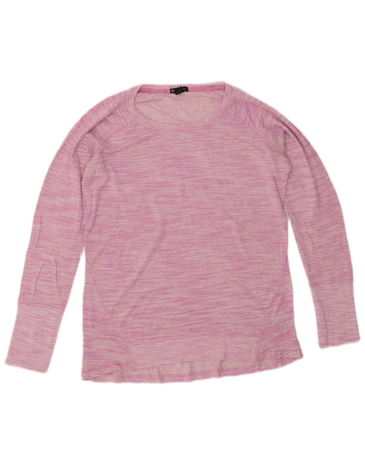 CHAMPION Womens Oversized Top Long Sleeve UK 14 Medium Purple Flecked