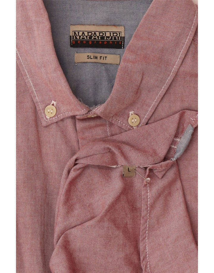 Napapijri Camisa ajustada para hombre, talla grande, rosa
