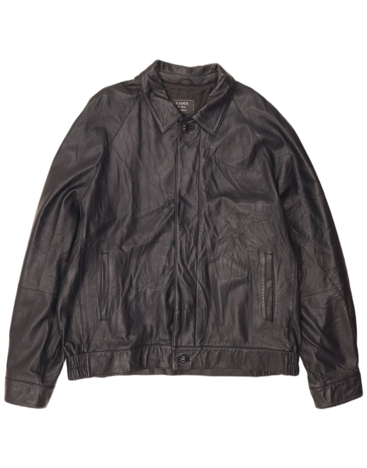 Vintage hombres bombardero chaqueta de cuero IT 56 3XL cuero negro