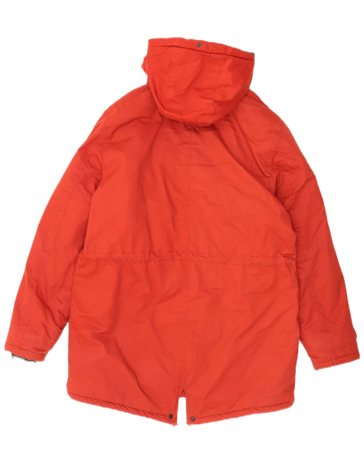 Zara Hombre Chaqueta Parka Con Capucha UK 38 Medium Rojo Algodón