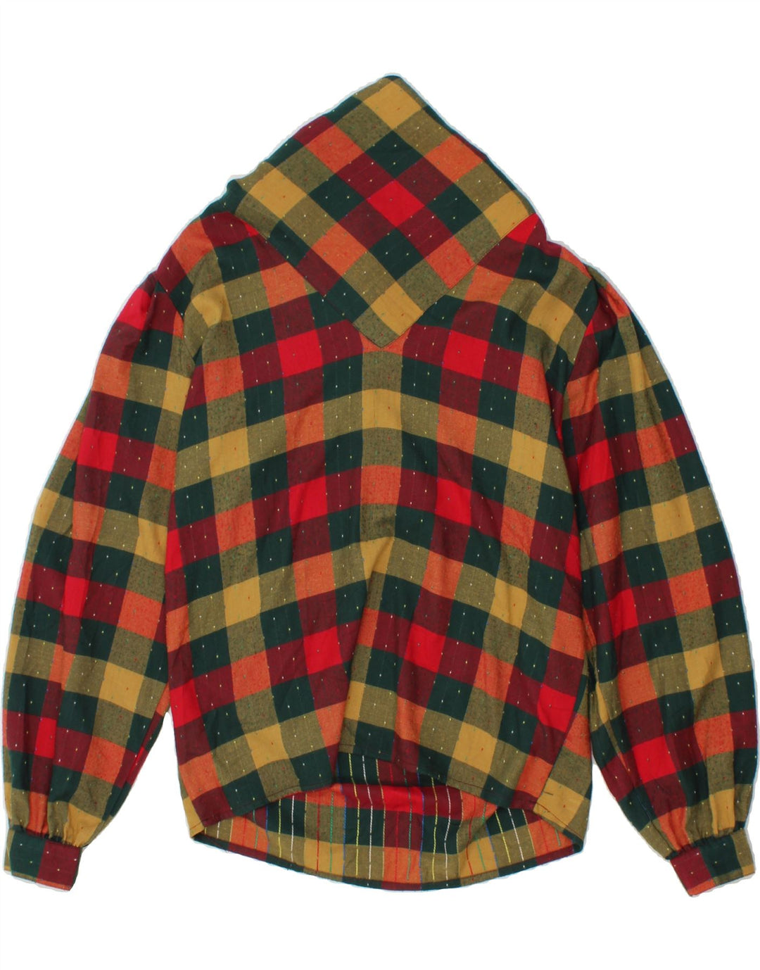 VINTAGE Womens Pullover Shirt UK 14 Medium Green Check Viscose Vintage Vintage and Second-Hand Vintage from Messina Hembry 