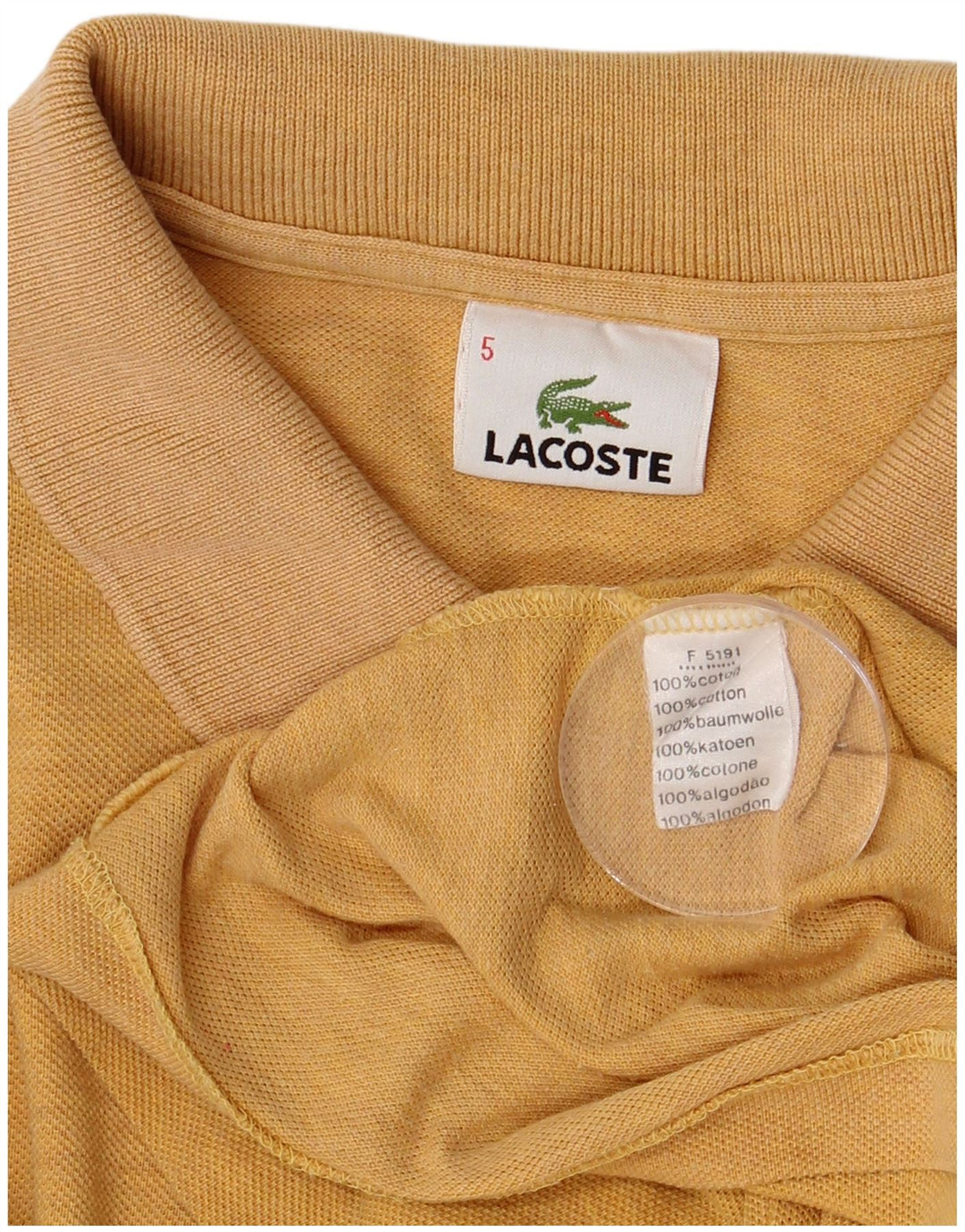 Lacoste Polo de manga larga para hombre talla 5 grande algodón amarillo