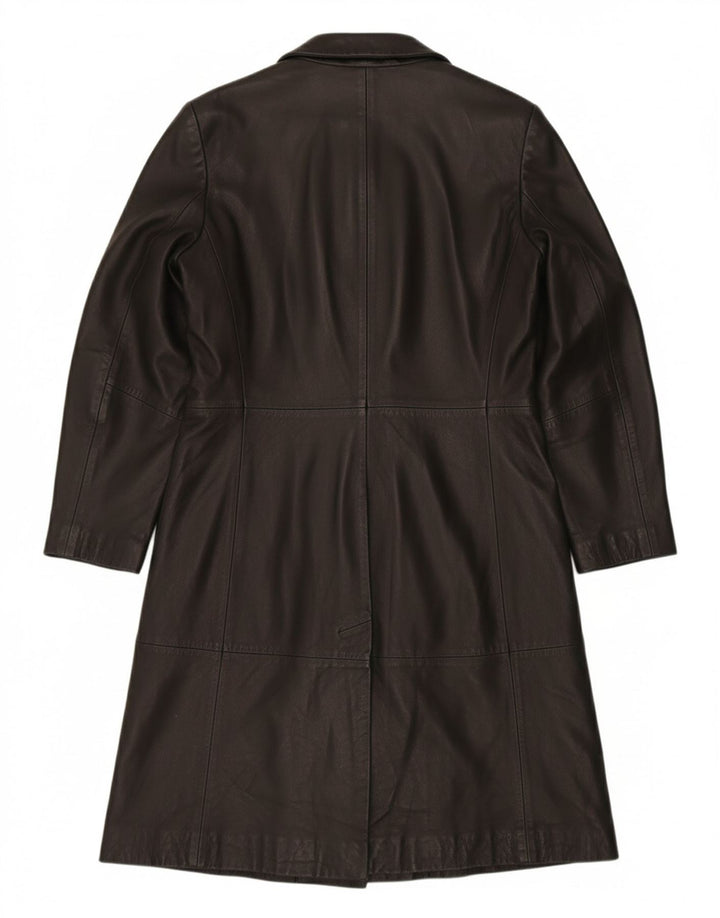 VINTAGE Womens Leather Coat IT 46 Large Black Leather