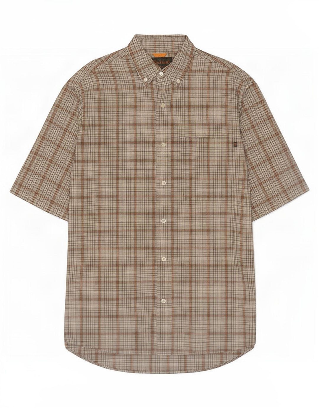 Camisa Timberland Hombre Manga Corta Algodón A Cuadros Gris Medio