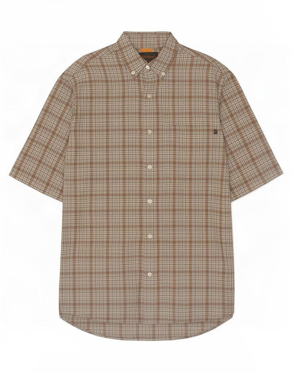 Camisa Timberland Hombre Manga Corta Algodón A Cuadros Gris Medio