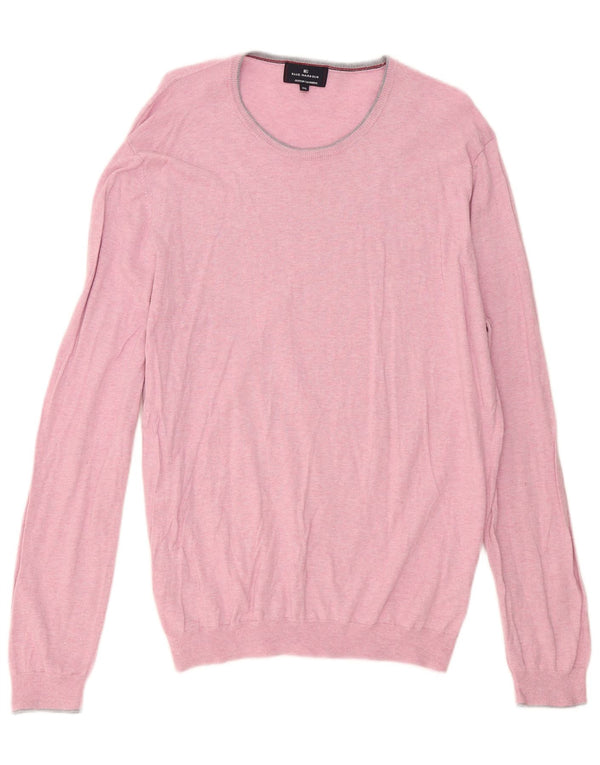 Marks & Spencer - Jersey para hombre con cuello barco, color azul, talla XL, algodón rosa