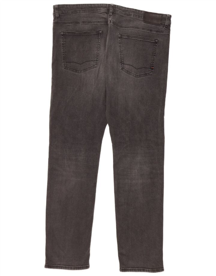 Hugo Boss Hombre Delaware Slim Jeans W38 L34 Algodón Gris