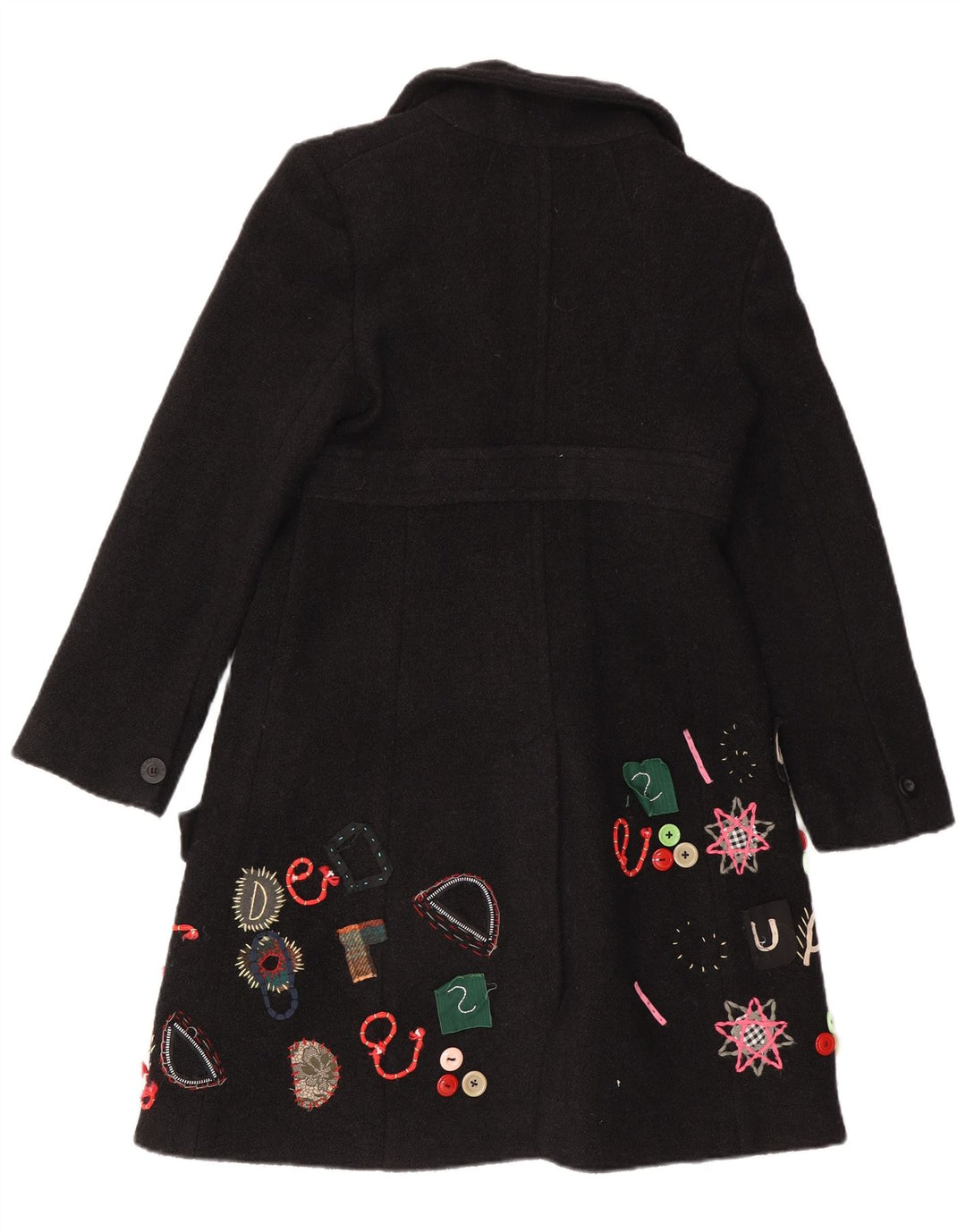 Abrigo Desigual Mujer Patrón Abstracto EU 40 Mediano Negro