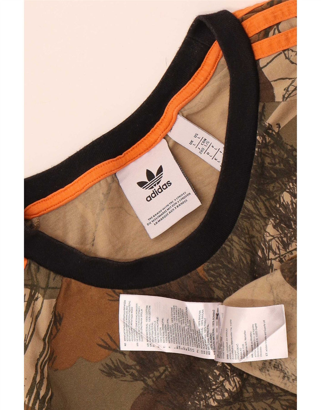 Adidas Hombre Camiseta Top Grande Multicolor Camuflaje Algodón