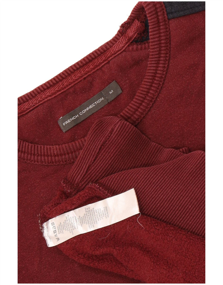 French Connection Sudadera tipo jersey de algodón color block en granate mediano para hombre