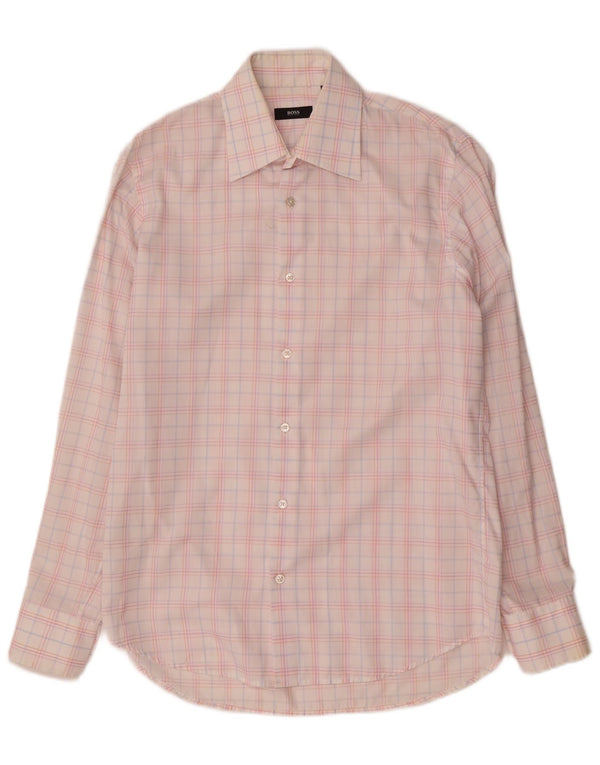 Hugo Boss Camisa para hombre Talla 39 15 1/2 Mediana Algodón a cuadros multicolor