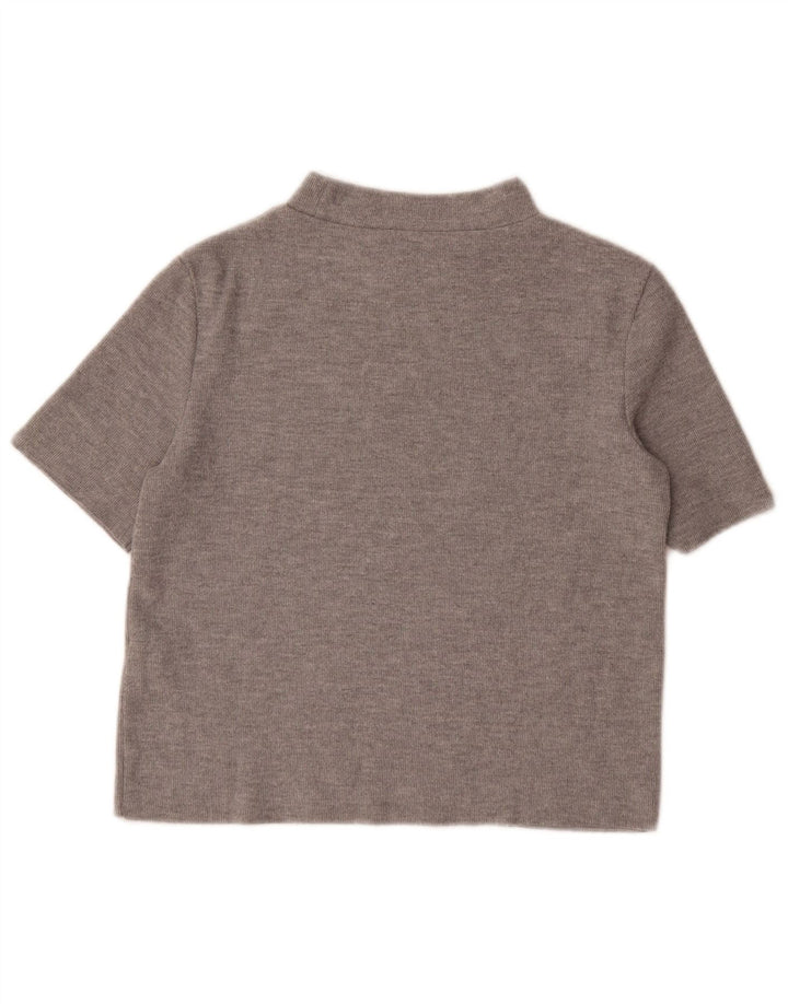 Zara Mujer Crop Camiseta Top UK 40 Gris Medio