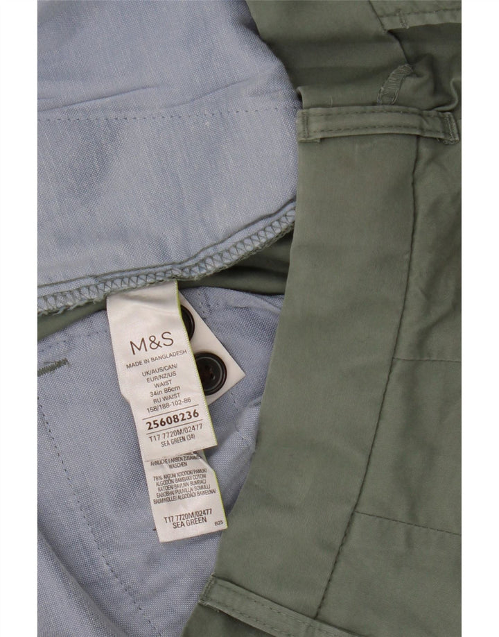 Marks & Spencer Pantalones cortos chinos para hombre W34 Algodón verde grande