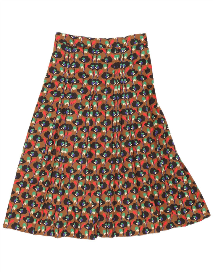 Zara Mujer Falda Plisada Mediana W28 Marrón Floral Poliéster