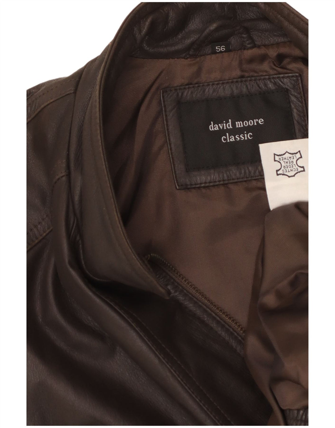 David Moore Chaleco de cuero clásico para hombre EU 56 3XL Cuero marrón