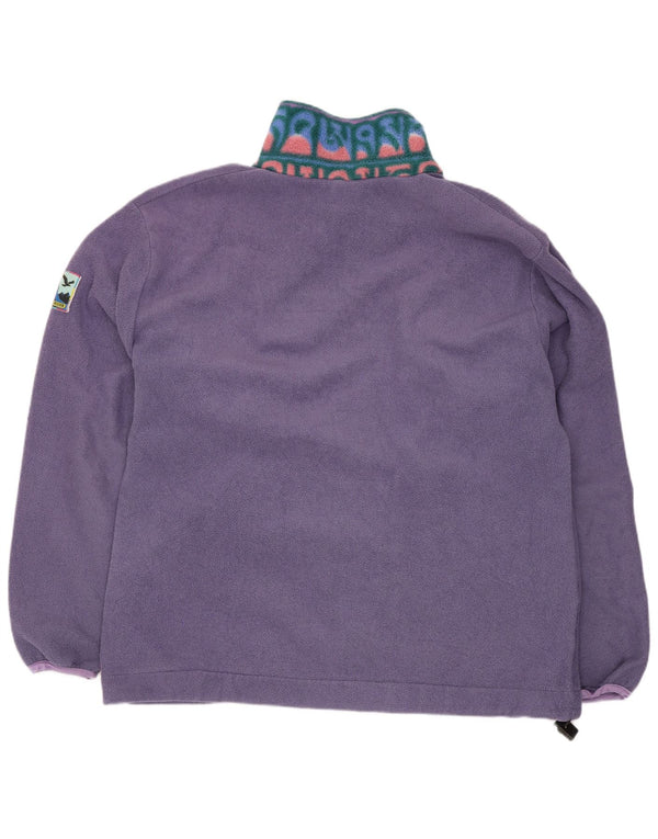 SALEWA Chaqueta de forro polar holgada para mujer UK 44 Mediana Púrpura Geométrica Deportes