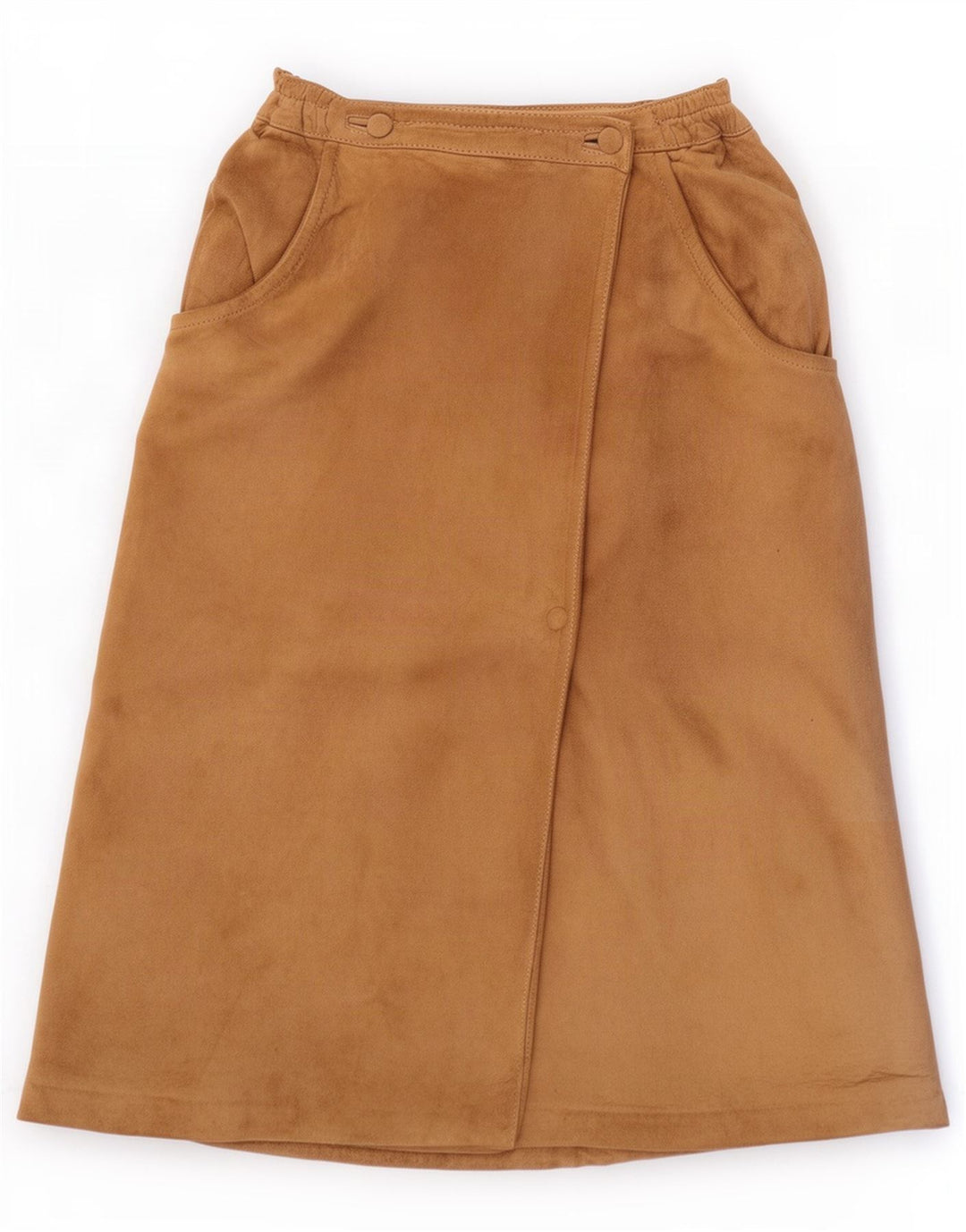 Falda envolvente de ante vintage para mujer IT 42 Medio W27 Cuero beige