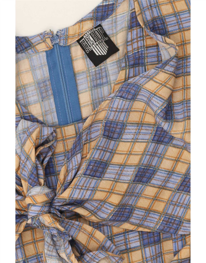 We Be Bop Vestido largo sin mangas para mujer UK 42 Rayón a cuadros azul medio