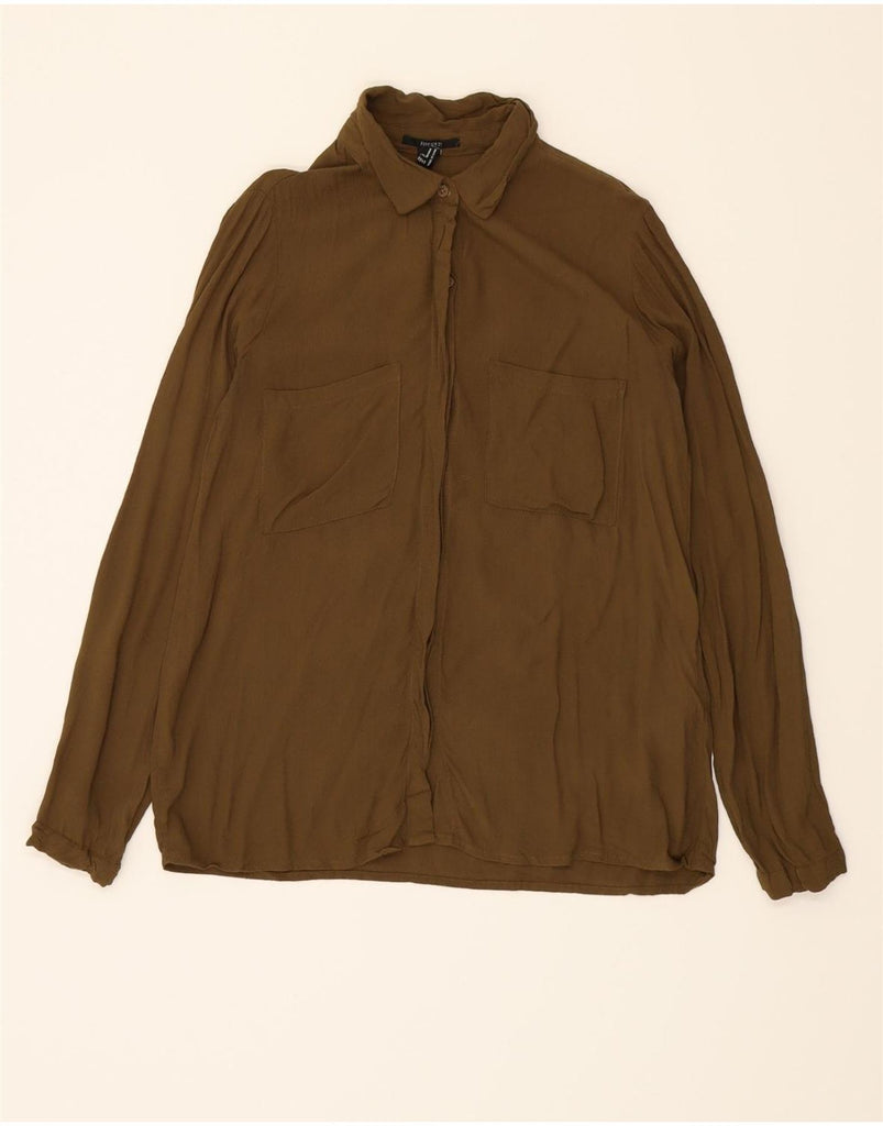 FOREVER 21 Womens Shirt Blouse UK 10 Small Khaki Rayon Vintage Forever 21 and Second-Hand Forever 21 from Messina Hembry 