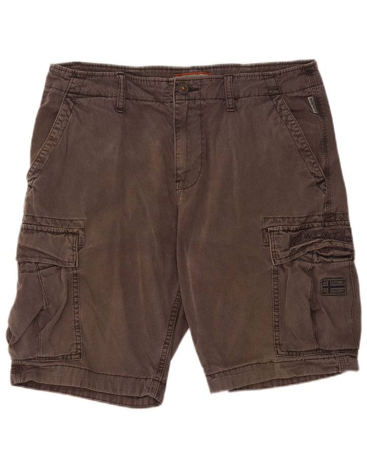 Napapijri Shorts Cargo Hombre W32 Algodón Gris Medio