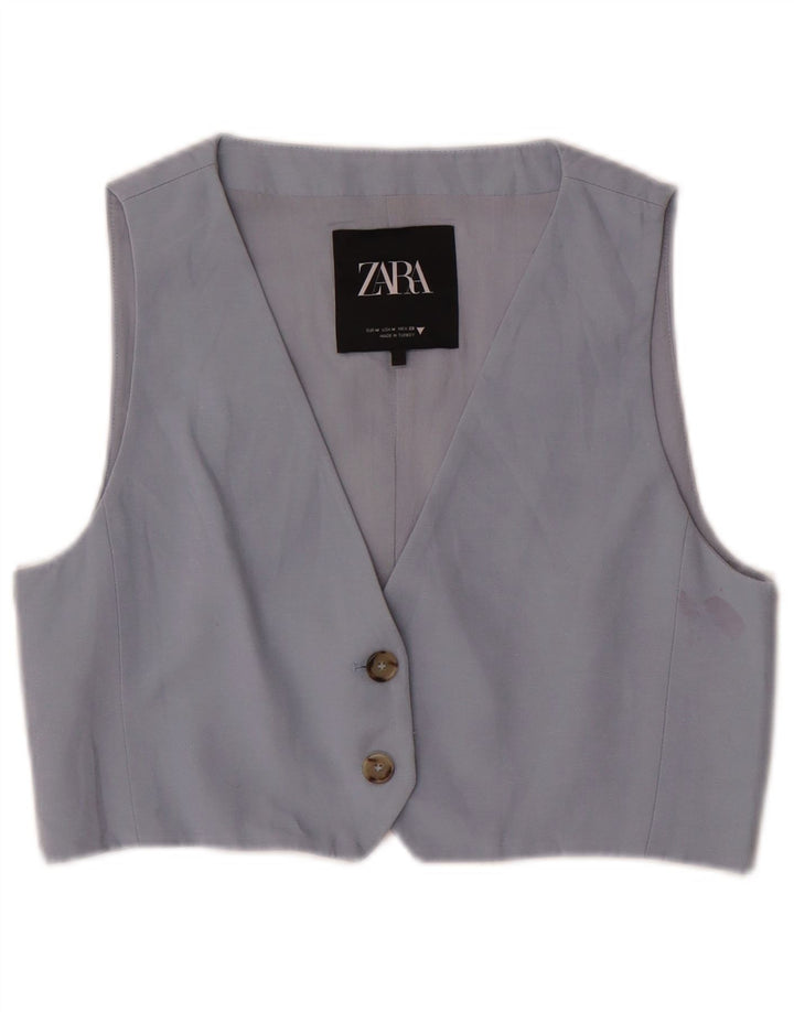 Zara Mujer Chaleco UK 42 Azul Medio
