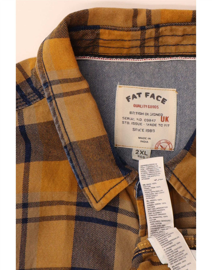 Camisa de franela para hombre de Fat Face 2XL Algodón a cuadros amarillos