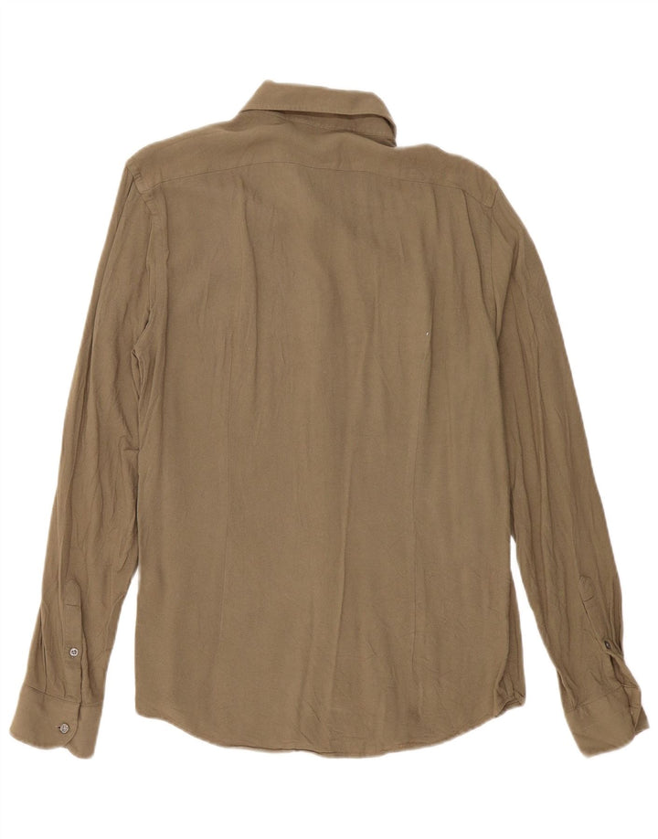 Camisa Reiss Slim Fit De Viscosa Caqui Grande |
