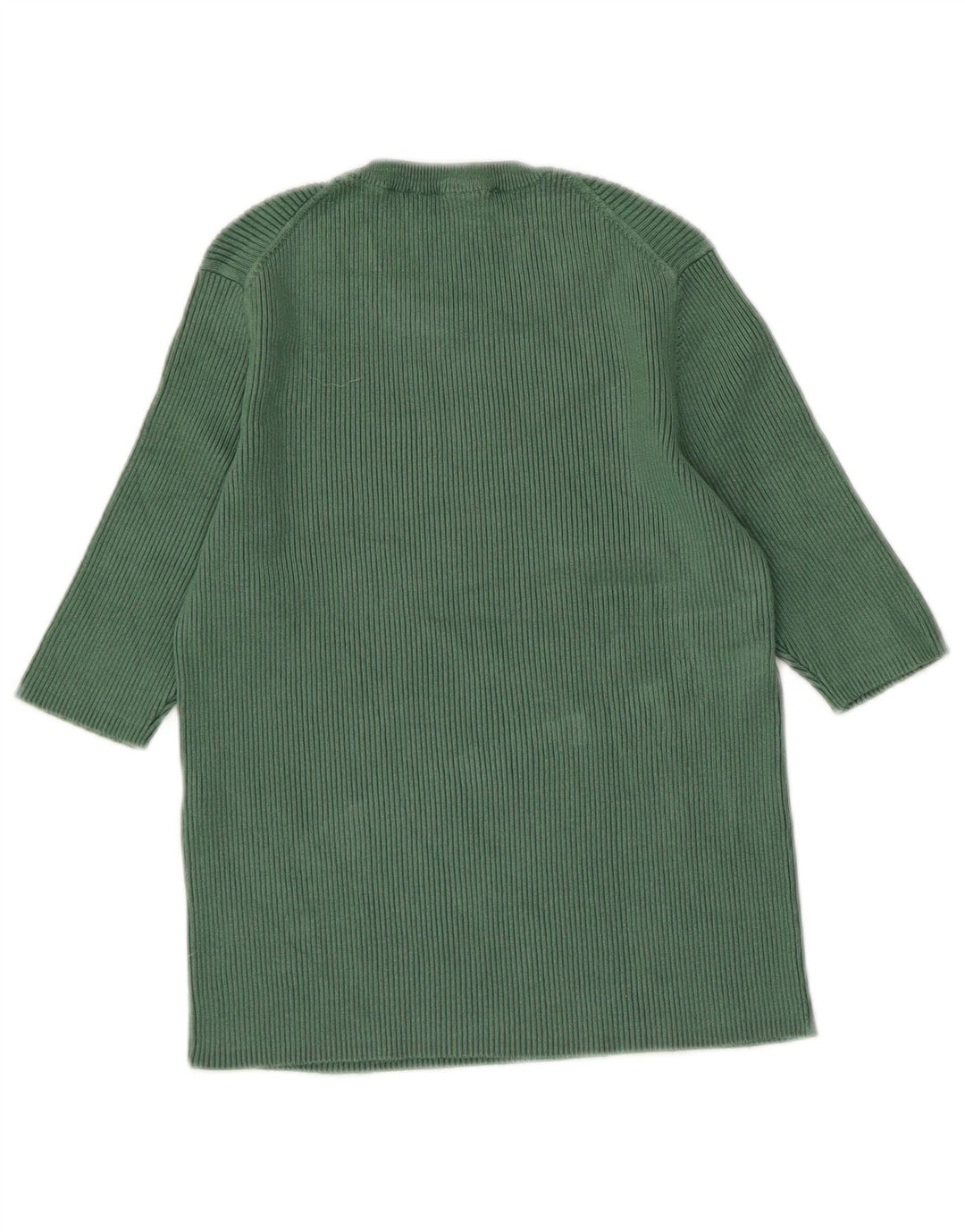 Zara Suéter tipo jersey con cuello redondo y manga 1/2 para mujer UK 44 Viscosa verde medio